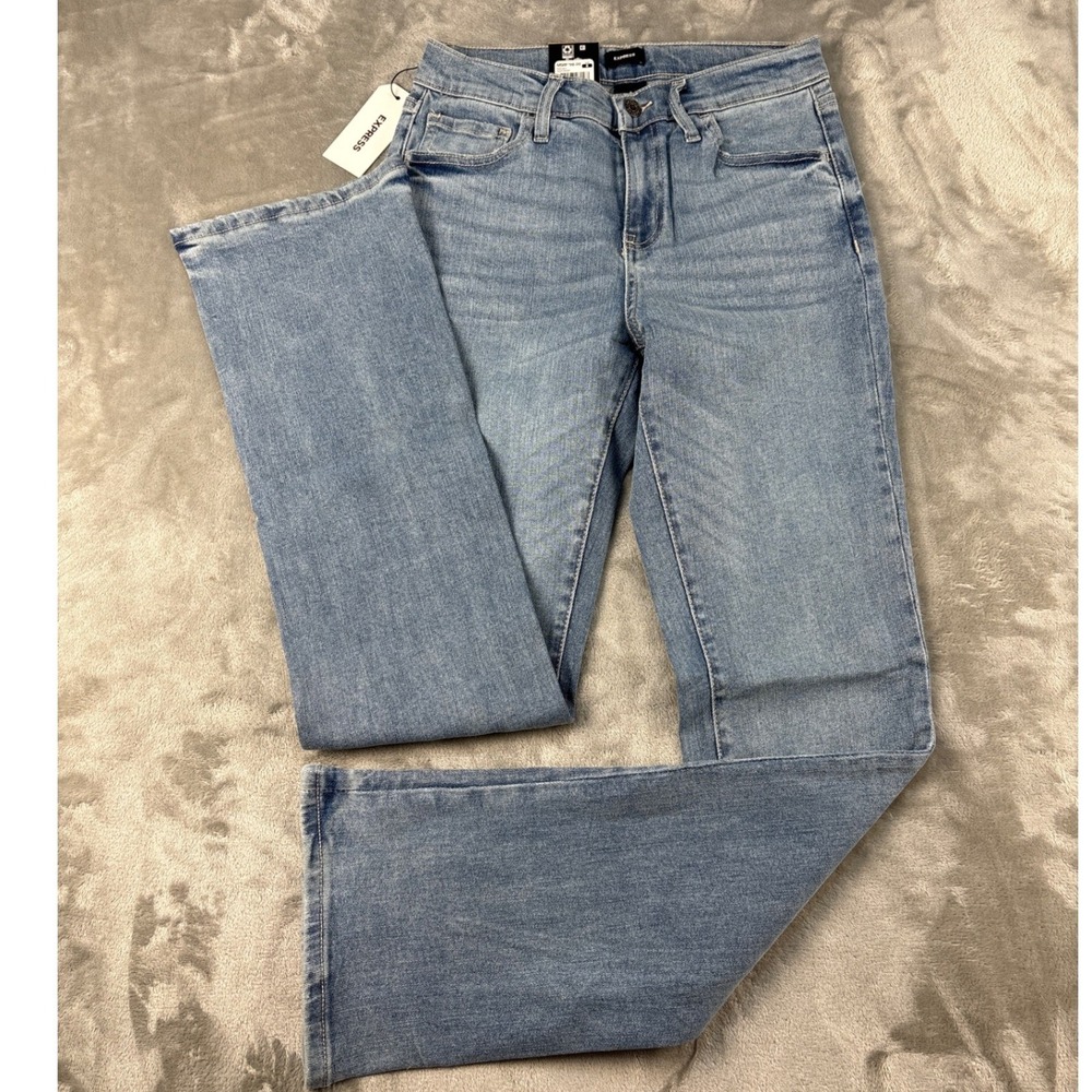 Express Jeans Womens 8 Bootcut Blue Light Wash Stretch NEW